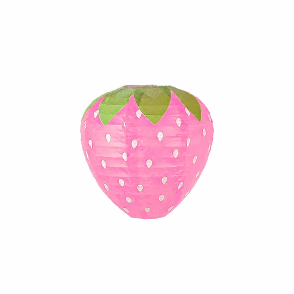 3D Strawberry Paper Lanterns – Handheld Kids Party Decor Paper Party Lantern Nixie 20CM Pink AS PIC
