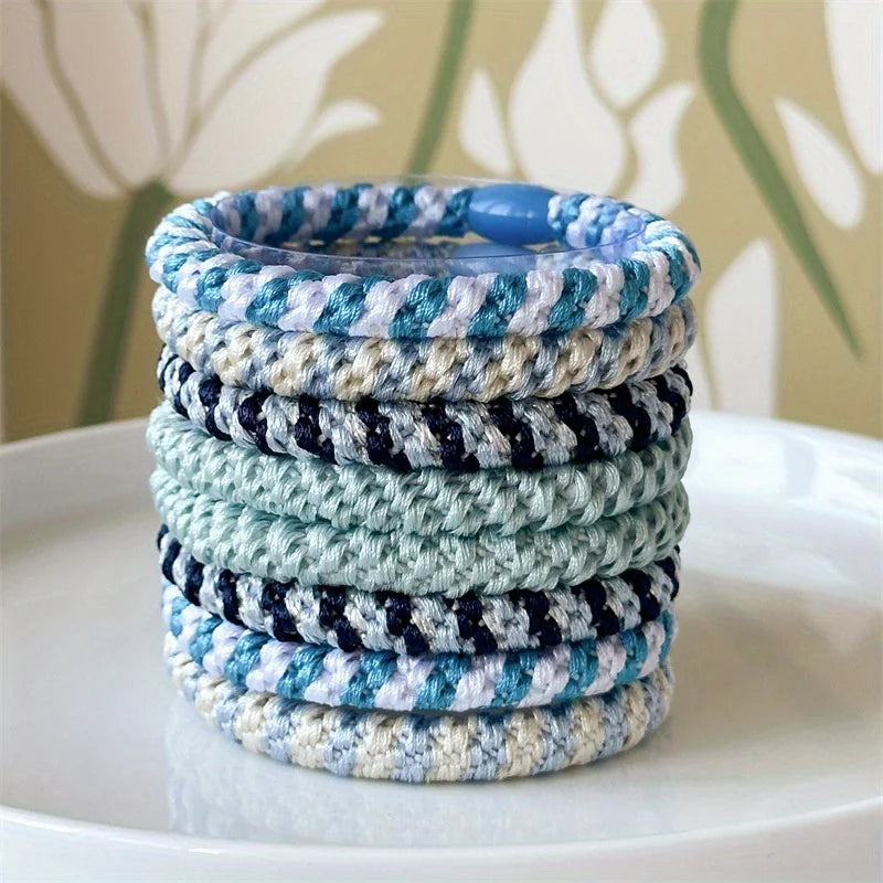 8-Pack Colorful Elastic Hair Ties for Ponytails & Hairstyles Elastic Hair Bands Nixie Blue