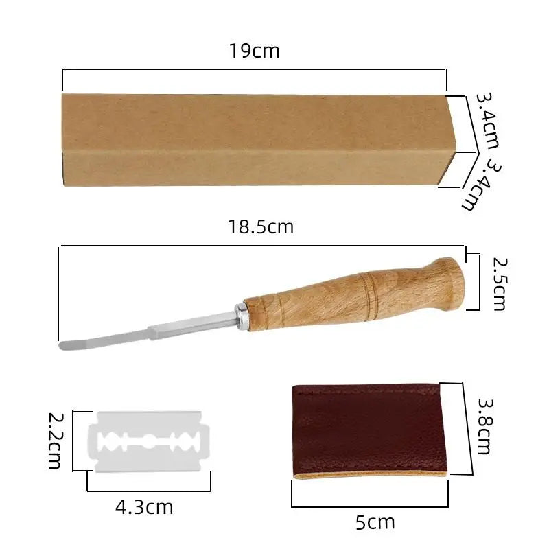 French Bread Lame Scoring Knife – Curved Blade & Wood Handle Bread Scoring Lame Nixie