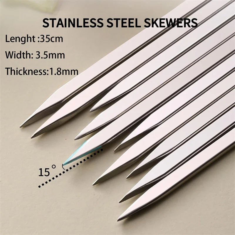 Reusable Stainless Steel BBQ Skewers – 10 or 30 Pack BBQ Skewers Nixie