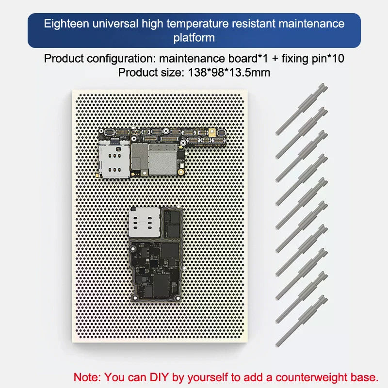 PCB IC Chip Repair Fixture Board & 10 Fixing Pins – 18 Designs PCB Repair Fixture Nixie