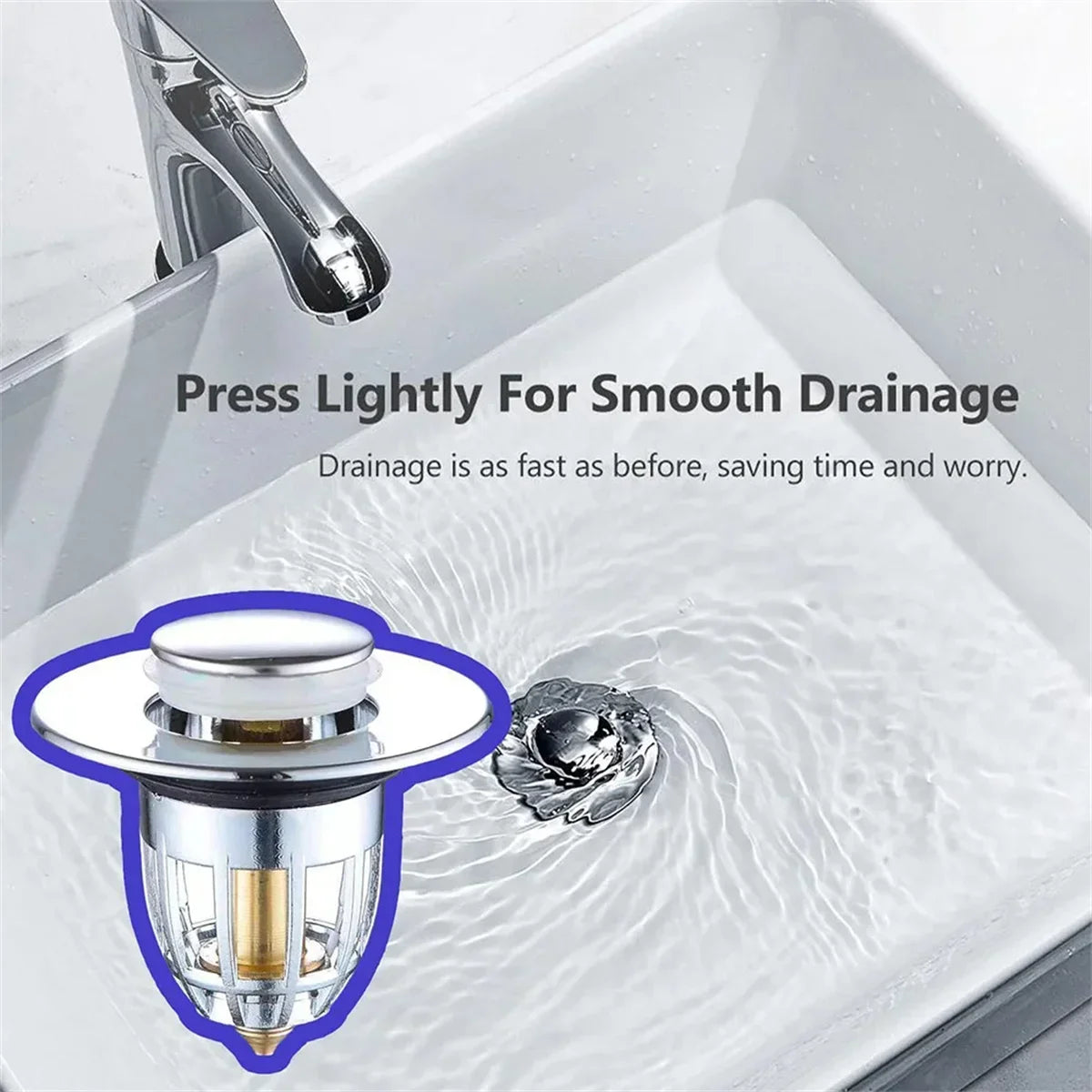Universal Push Pop-Up Drain Stopper with Hair Catcher Drain Stopper Nixie