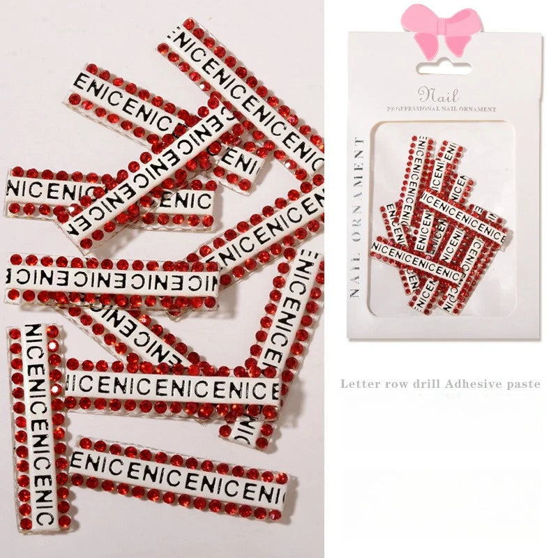 12pcs Rhinestone Strip Nail Tapes – Crystal Manicure Stickers Nail Art Strips Nixie