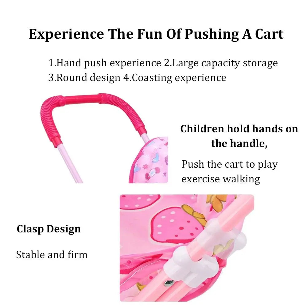 Kids Doll Pram Stroller Toy – Plastic & Metal, Fits 35cm Dolls Doll Pram Stroller Nixie