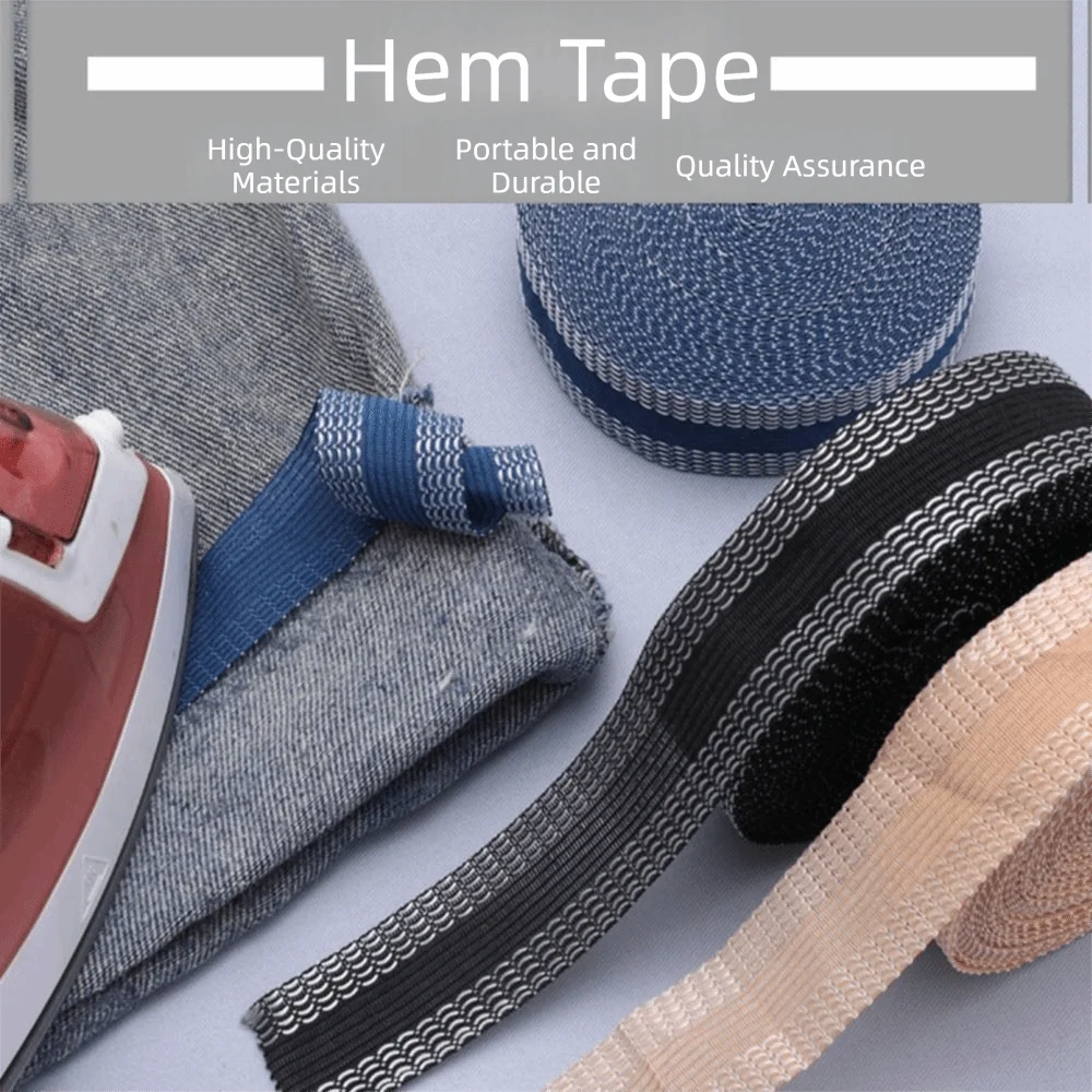 Iron-On Hem Tape Self-Adhesive Washable Fabric Fusing Tape 1–5m