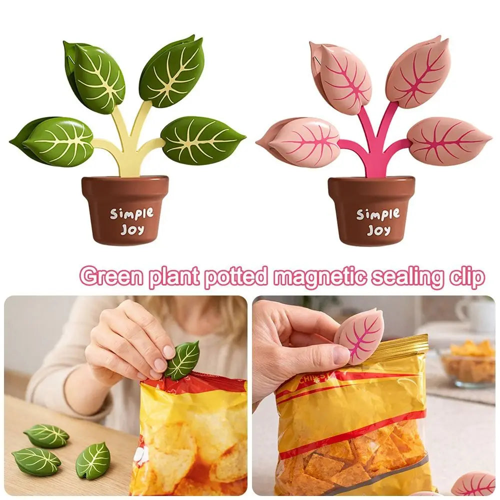 Plant-Shaped Bag Sealing Clips with Fridge Magnet | 15×12cm