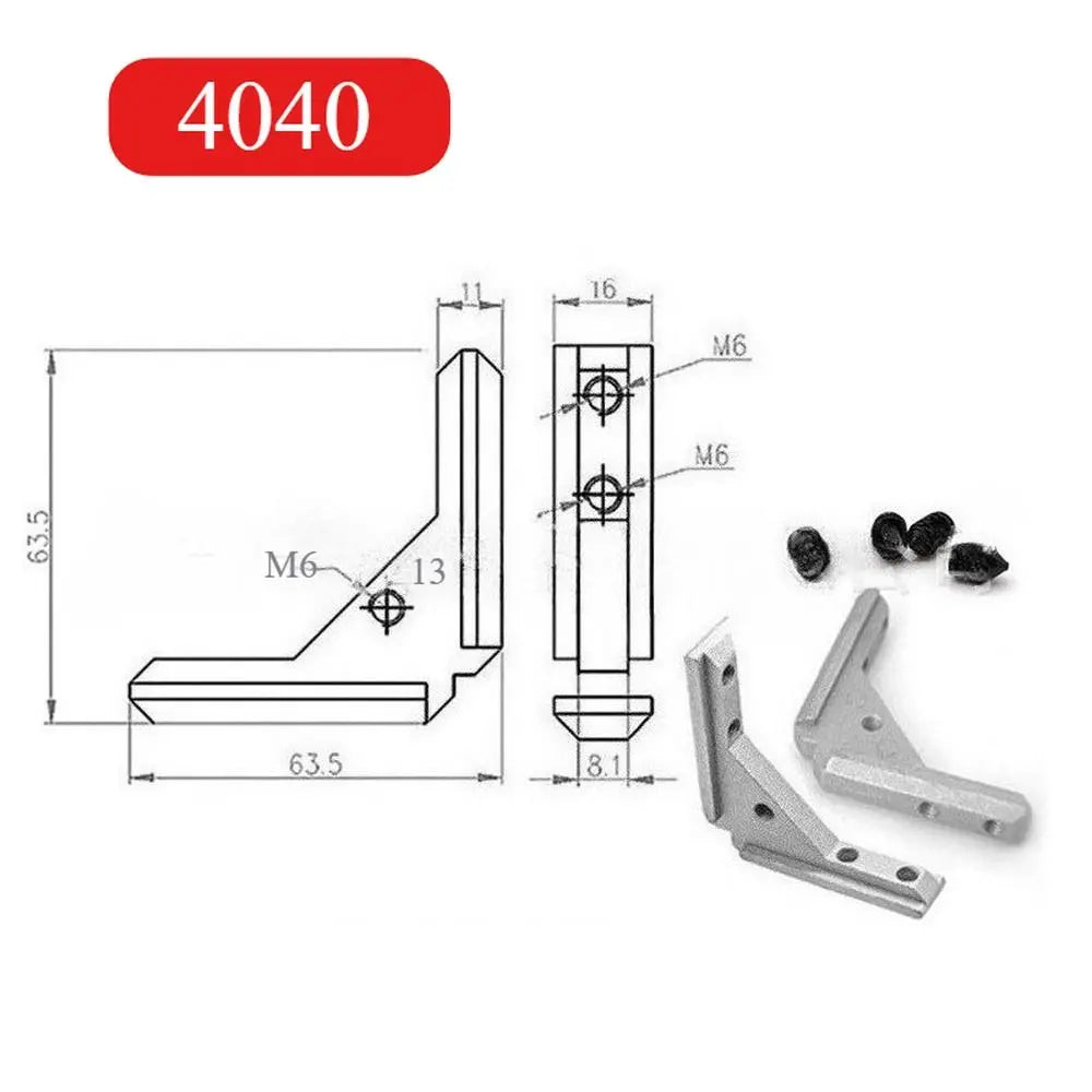 Aluminum Profile Angle Slot Connector L Bracket 2020 3030 4040 Profile Corner Bracket Nixie