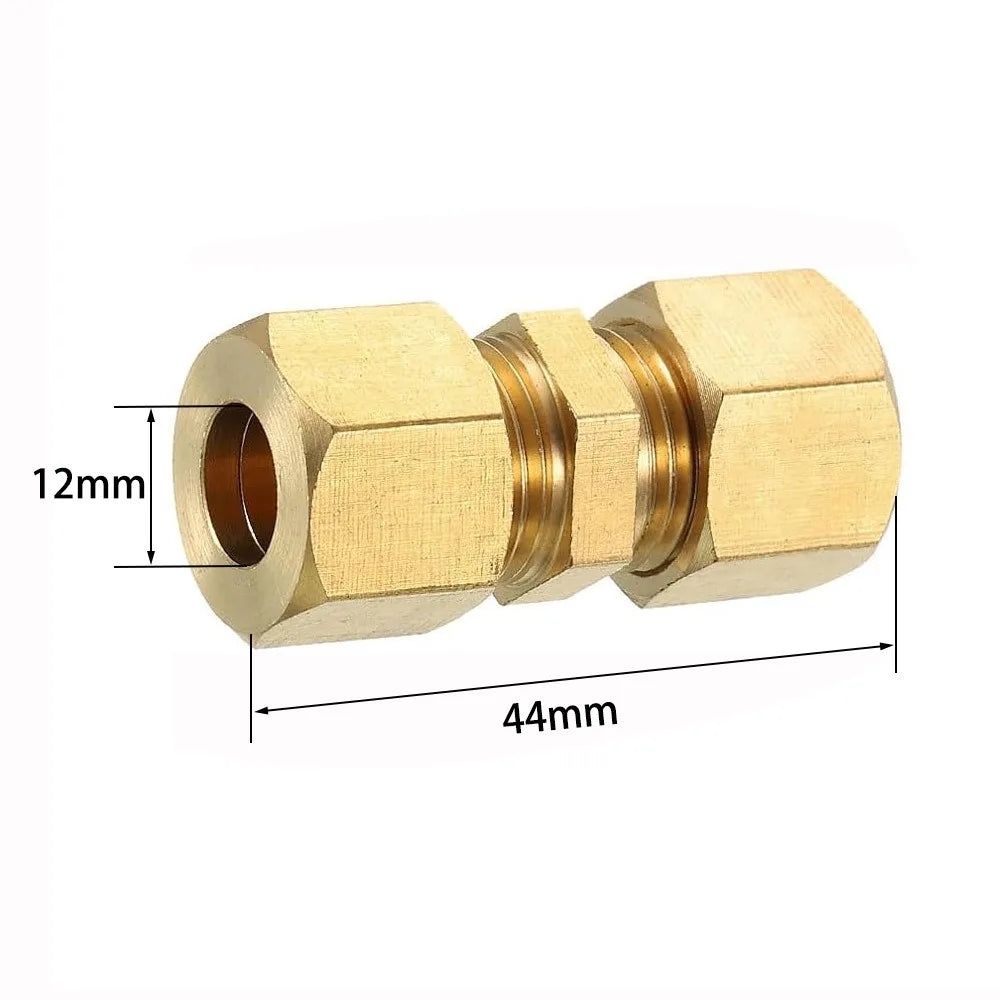 Brass Compression Union Straight Coupling – 4–16mm & Imperial Compression Pipe Fitting Nixie 12mm