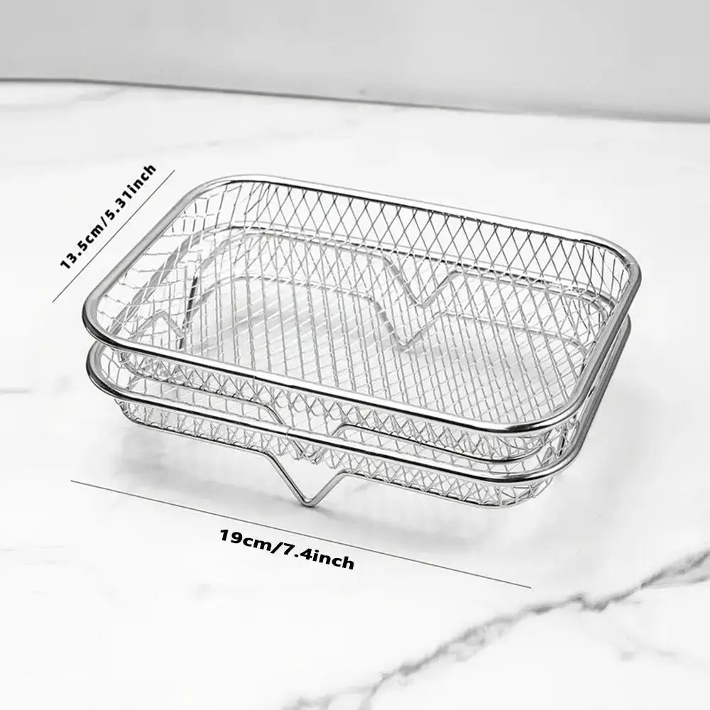 Stainless Steel Air Fryer Rack 1-3 Layer Stackable Grill Basket Air Fryer Rack Nixie