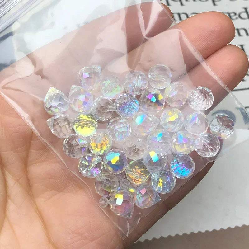 50PCS 8mm AB Crystal Glass Round Faceted Beads – Jewelry Making Crystal Craft Beads Nixie