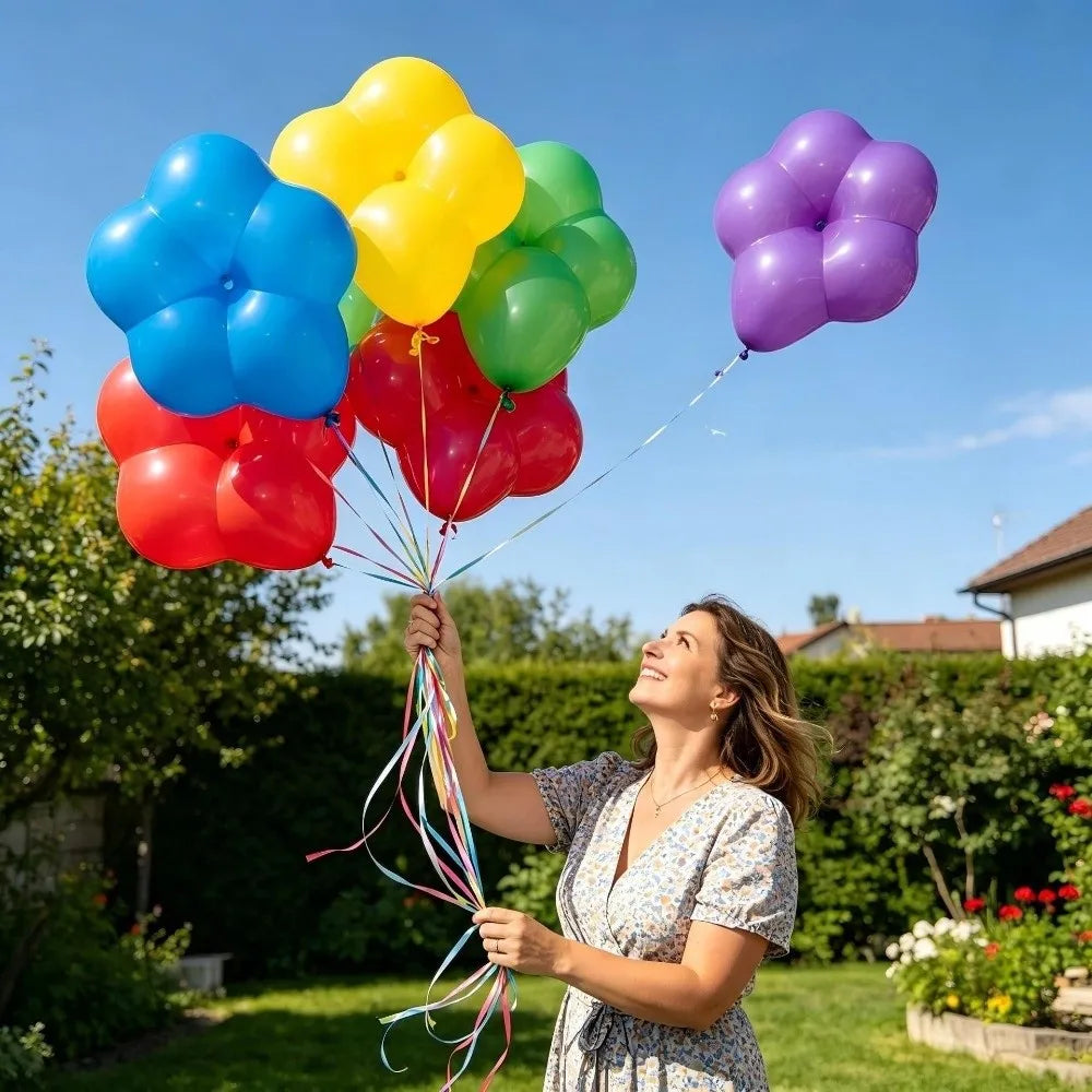 Latex Plum Blossom Balloons – Floral Petal Shape Mixed Colors
