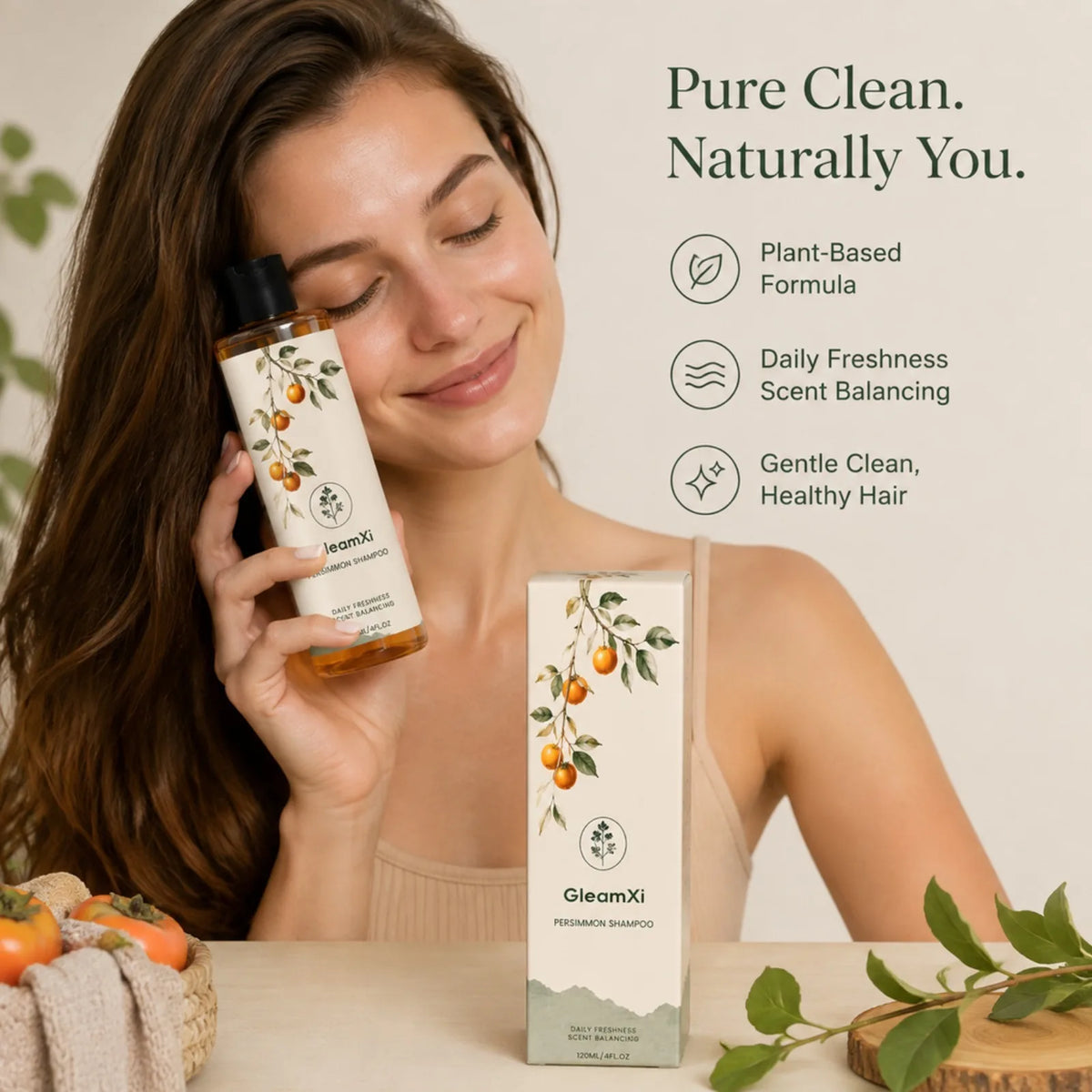 Persimmon Shampoo – Gentle Daily Scalp & Hair Cleanser 120ml Daily Hair Shampoo Nixie