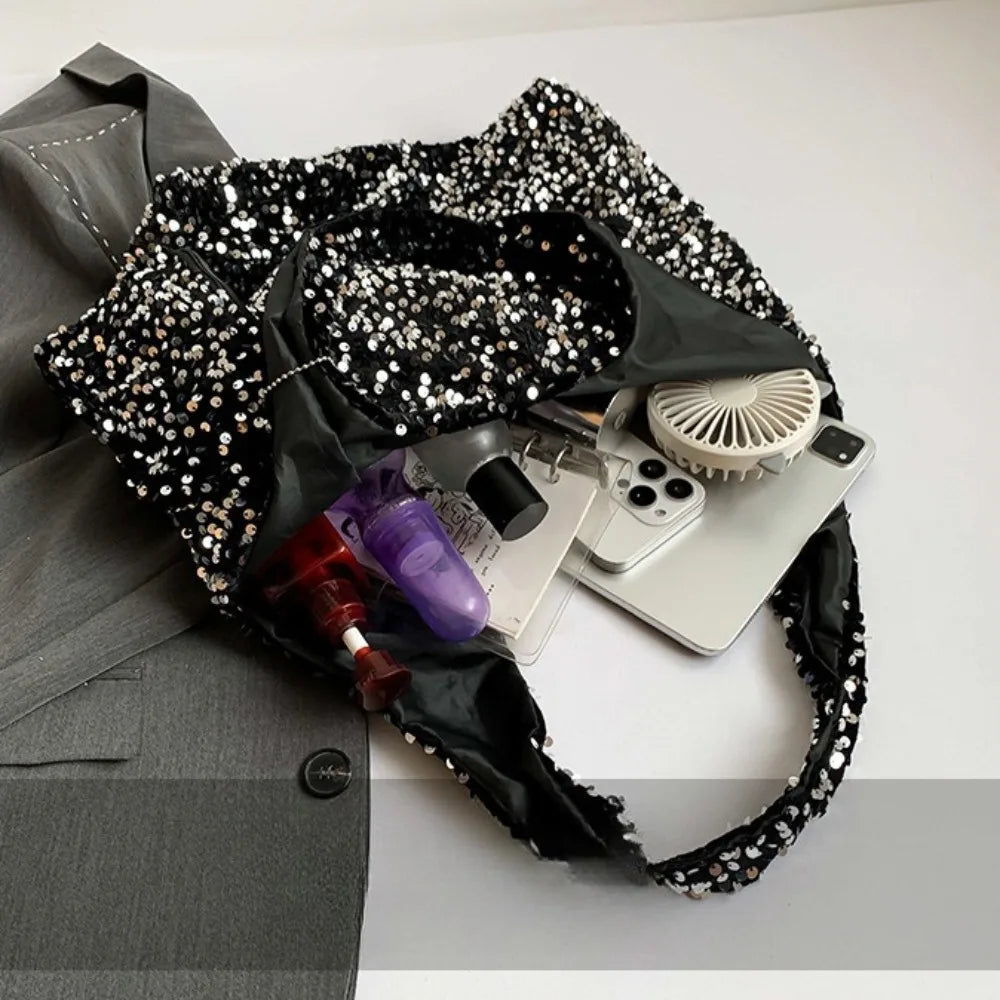 Nixie Glitter Tote Bag – Large Capacity Shoulder & Underarm Bag Glitter Shoulder Tote Nixie