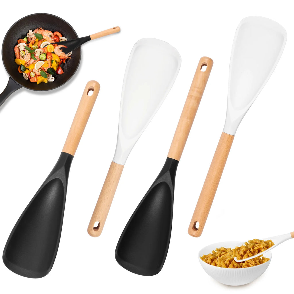 Silicone Spatula Spoon Set with Wooden Handle – 2/4/8 Pcs Silicone Kitchen Utensils Nixie