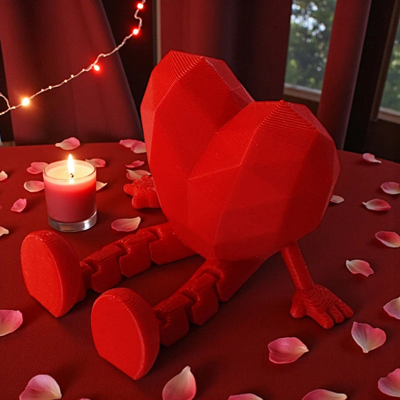 Jointed Miniature Heart Figurine – Valentine's Day Décor Gift Decorative Figurine Nixie