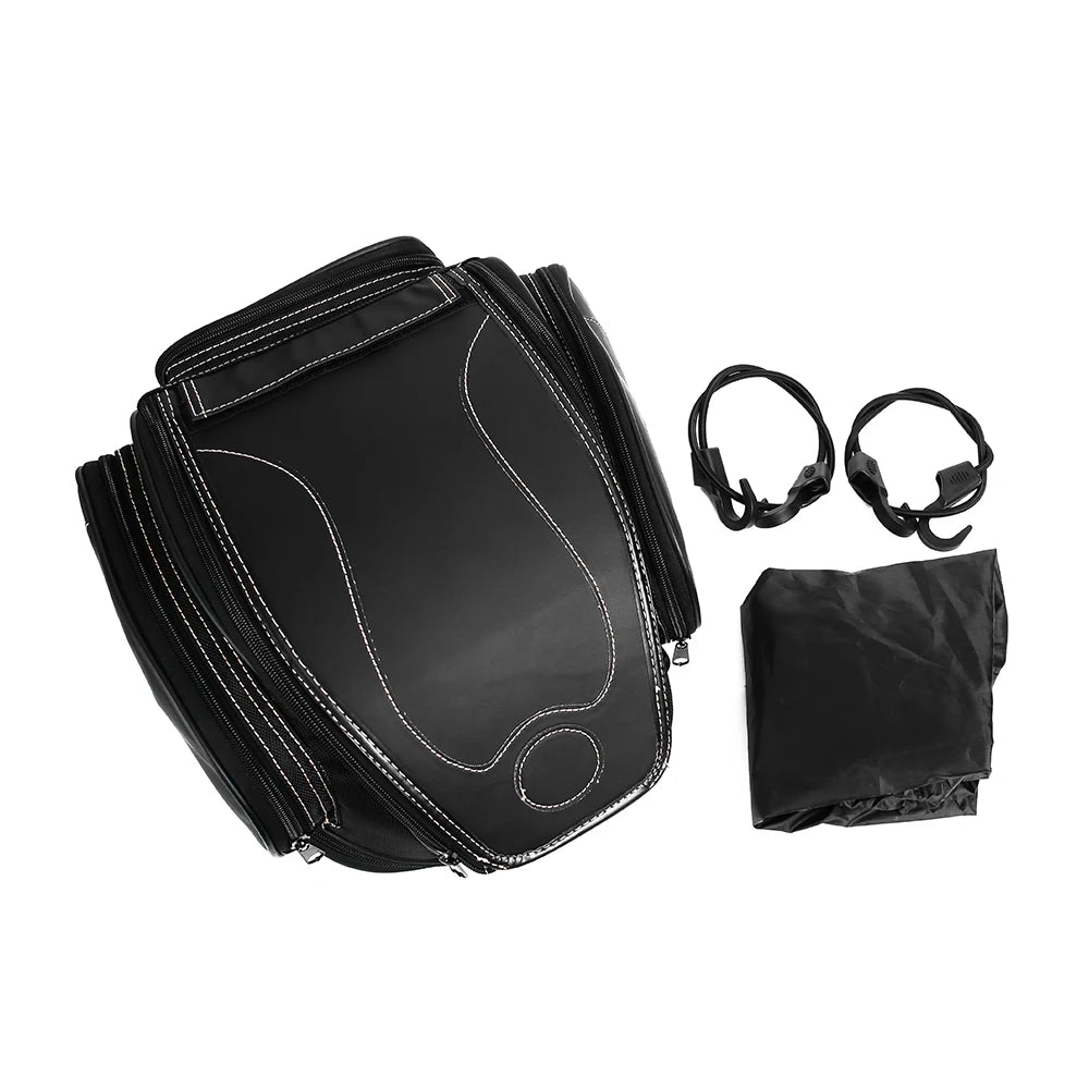 Motorcycle Rear Seat Tail Bag Retro PU Leather Waterproof Motorcycle Tail Bag Nixie