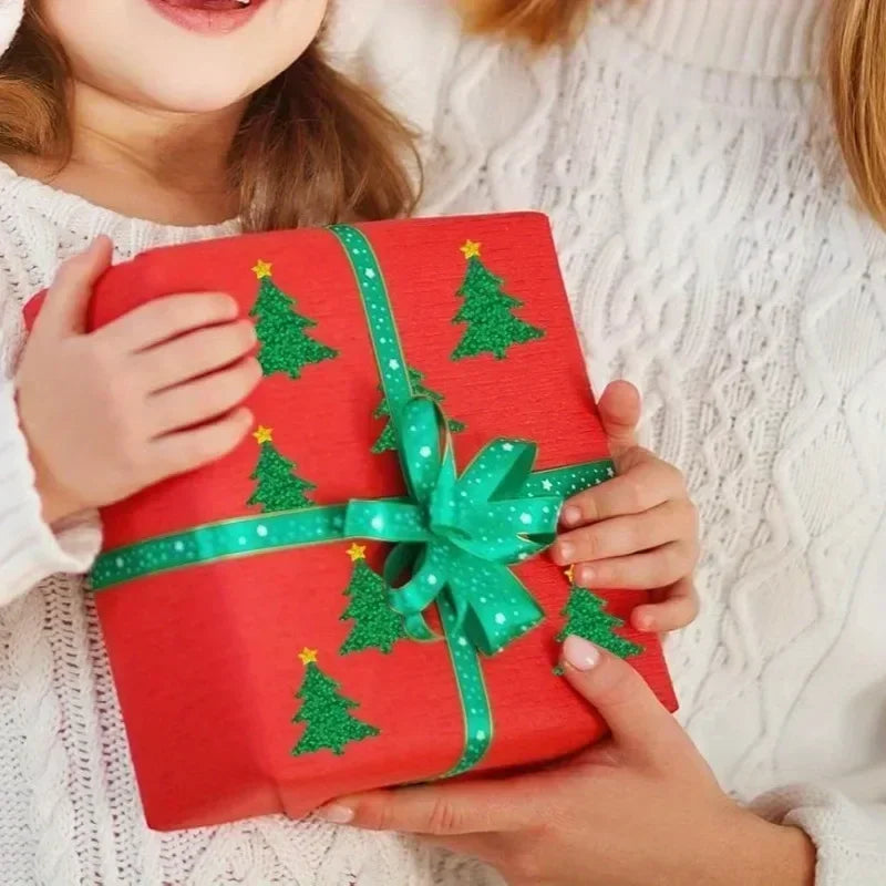 500Pcs Laser Christmas Tree Stickers – Waterproof Sealing Labels