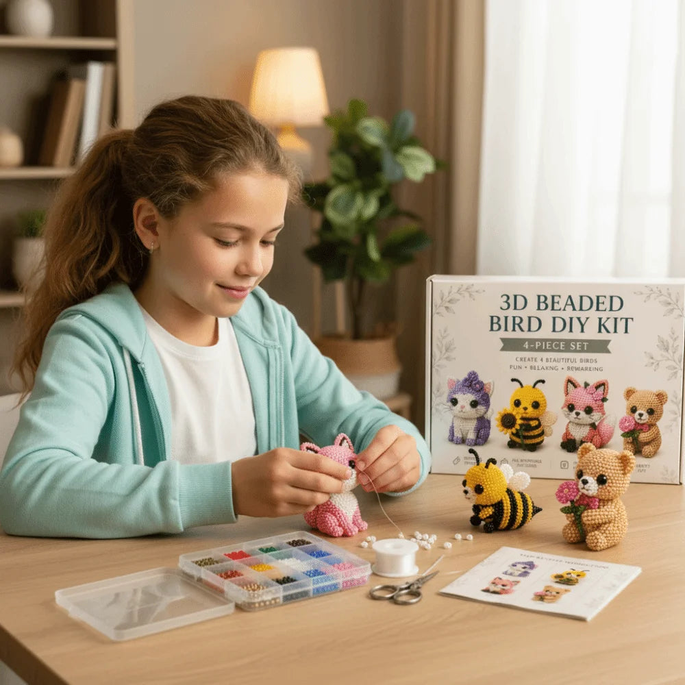 3D Beaded Animal DIY Kit – Beginner Plastic Bead Craft Set DIY Bead Craft Kit Nixie