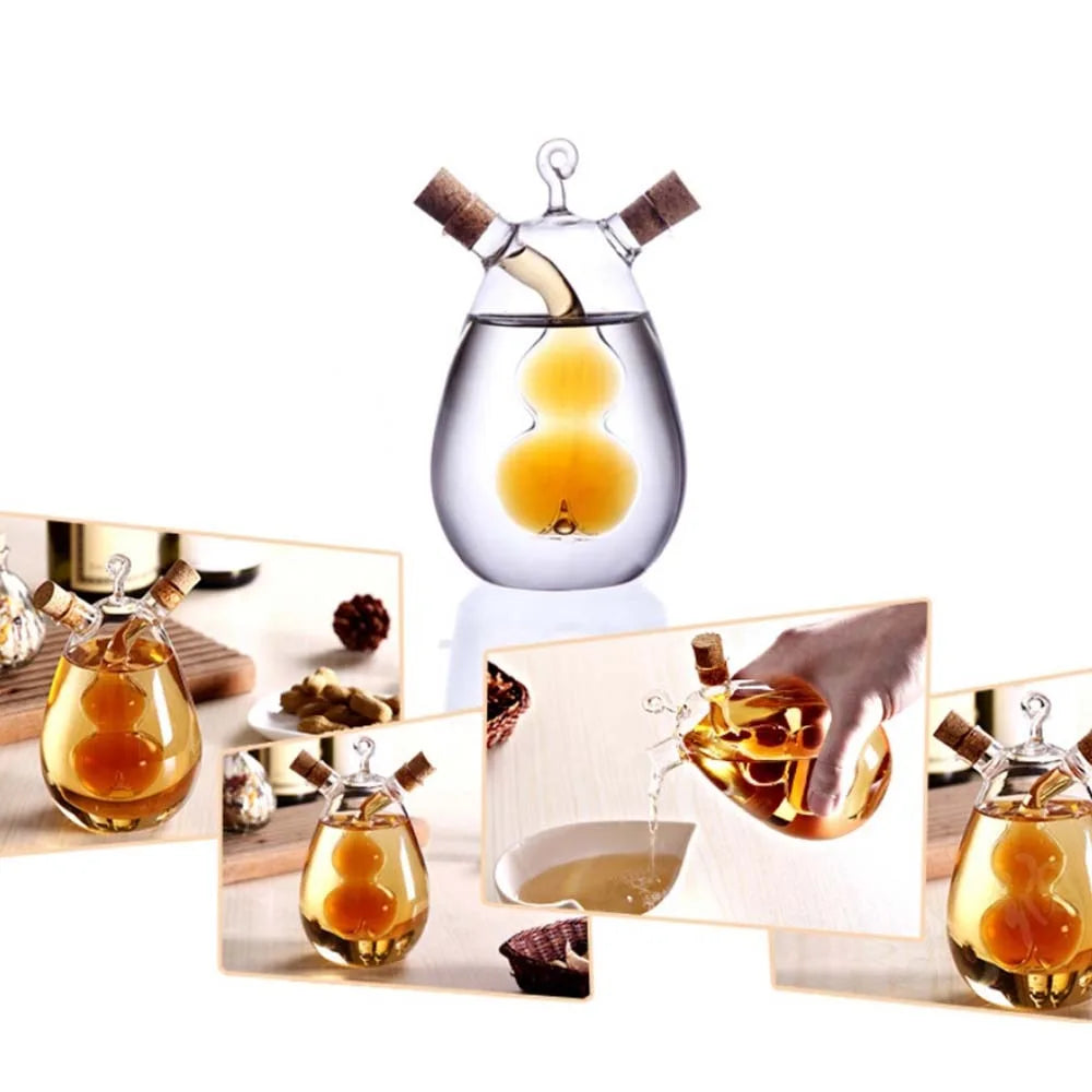 Glass 2-in-1 Olive Oil & Vinegar Dispenser Bottle 350ml Oil Vinegar Dispenser Nixie
