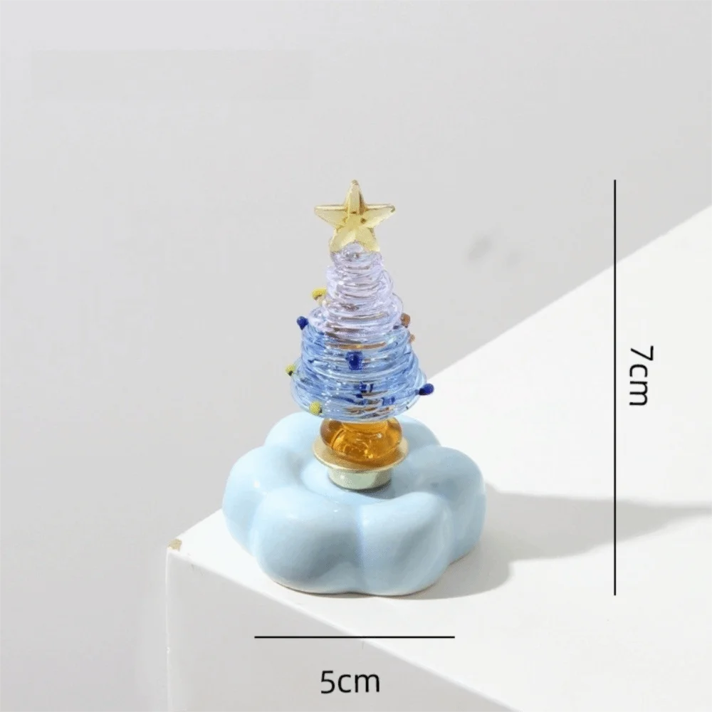 Glass Christmas Tree Figurine with Rotating Display Base