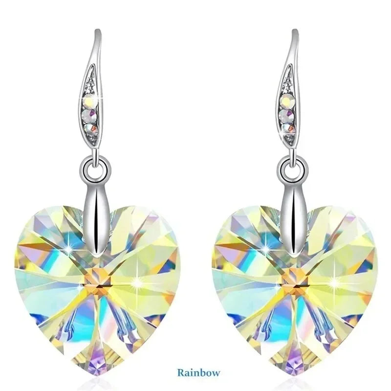 Heart Crystal Dangle Earrings – Zinc Alloy Hypoallergenic Dangle Earrings Nixie