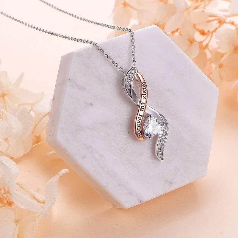 Love Heart Silver Pendant Necklace – Sister Mother Friend Gift Pendant Necklace Nixie