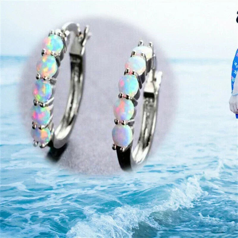 Opal Drop Dangle Earrings – Simulated Opal & Crystal Studs Drop Dangle Earrings Nixie
