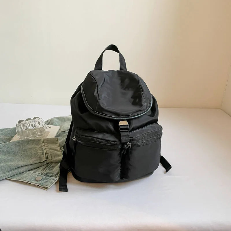 Korean-Style Casual Nylon Backpack – Commute & College Casual Backpack Nixie Black