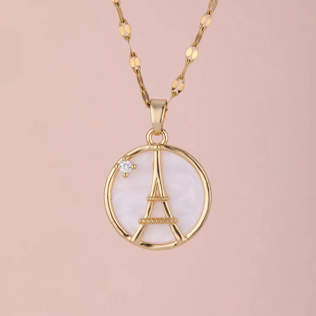 Eiffel Tower Pendant Necklace Gold Stainless Steel Clavicle Chain Pendant Necklace Nixie