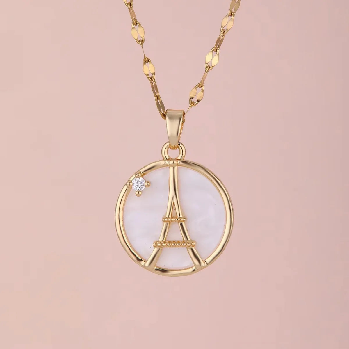 Eiffel Tower Pendant Necklace Gold Stainless Steel Clavicle Chain Pendant Necklace Nixie