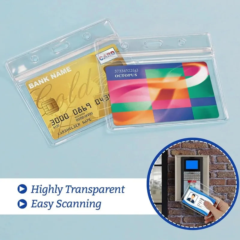 10pcs Transparent Horizontal ID Card Badge Holders – Waterproof ID Badge Holder Nixie