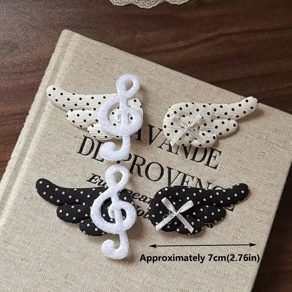 Musical Note Angel Wings Hair Clips – Black & White Barrettes Hair Barrette Clip Nixie