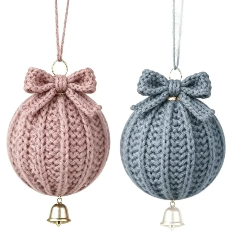 Hand Crochet Christmas Ball Ornaments with Bells – 10 Pcs Christmas Ornament Set Nixie