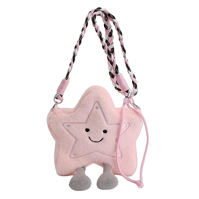 Korean Style Cute Plush Star Fluffy Crossbody Shoulder Bag Plush Crossbody Bag Nixie