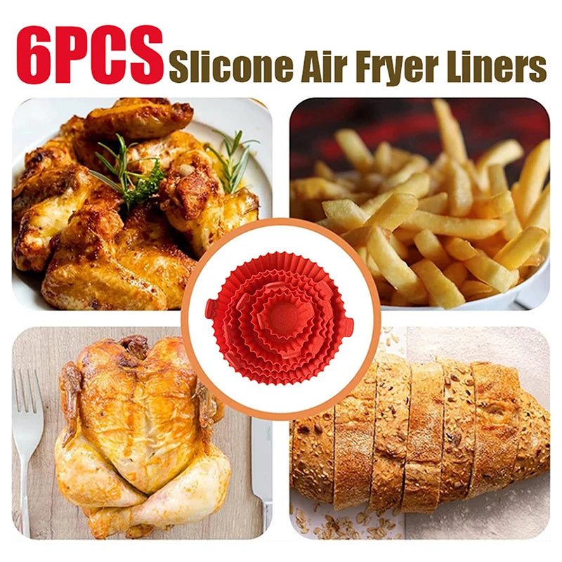 6-Piece Silicone Air Fryer Tray Baking Mat & Basket Liner Silicone Baking Mat Nixie