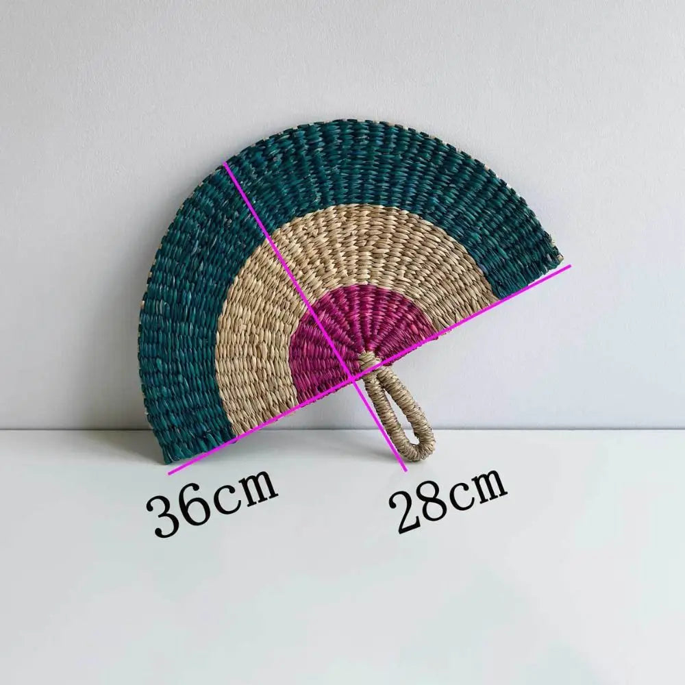 Natural Seaweed Straw Woven Fan – Boho Handheld & Home Décor Decorative Woven Fan Nixie