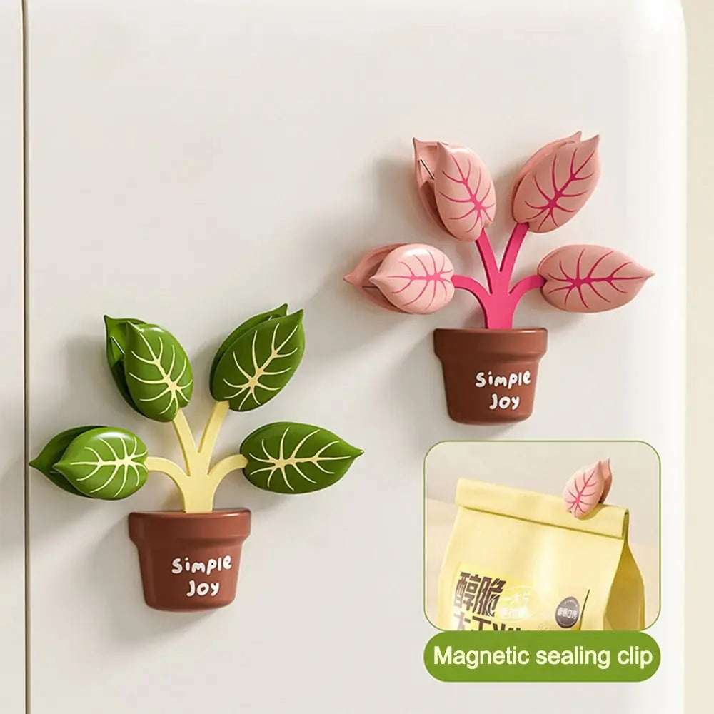 Plant-Shaped Bag Sealing Clips with Fridge Magnet | 15×12cm