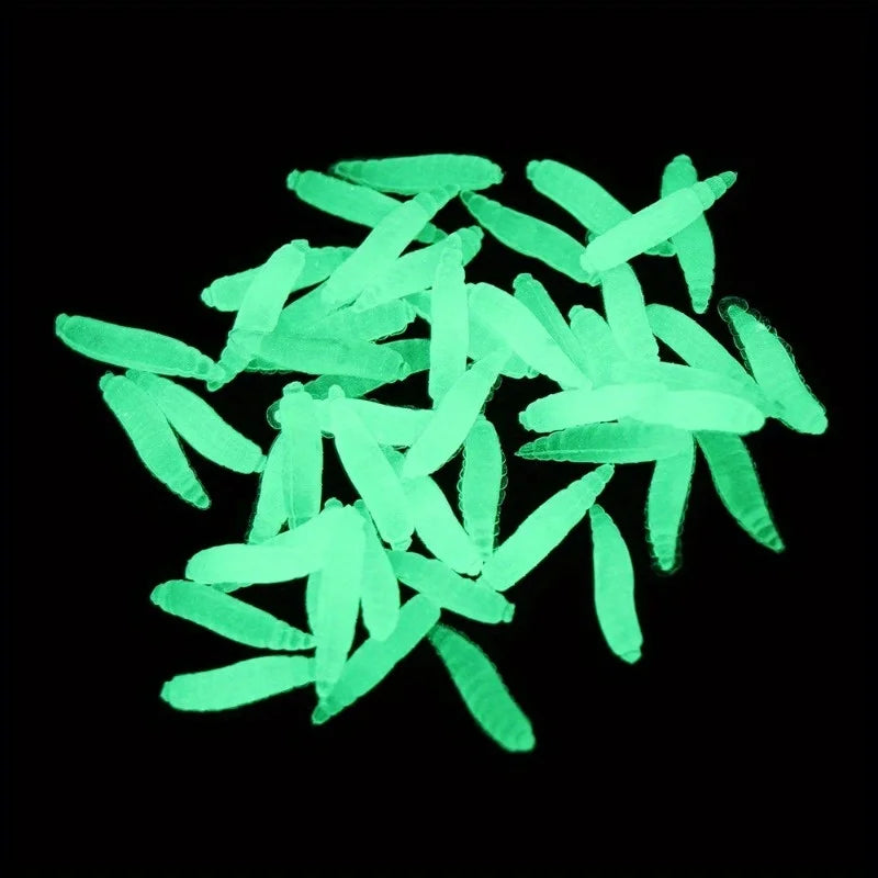 50Pcs Soft Bait Grub Worms 1.6cm Ivory PVC Fishing Lures