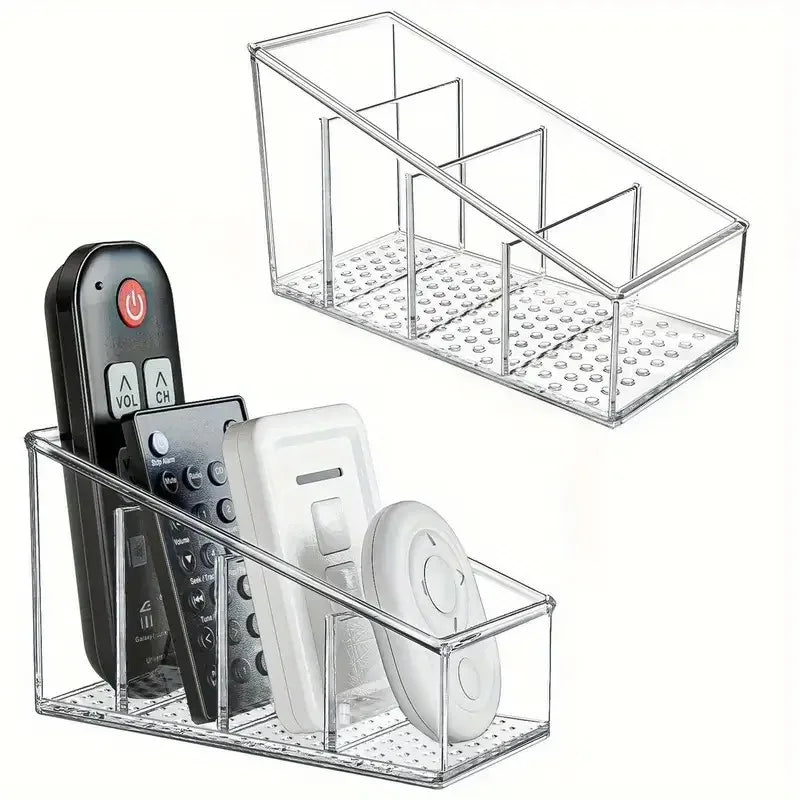 Clear 4-Compartment Desk Organizer – Remote & Makeup Holder Desk Organizer Nixie 1pc