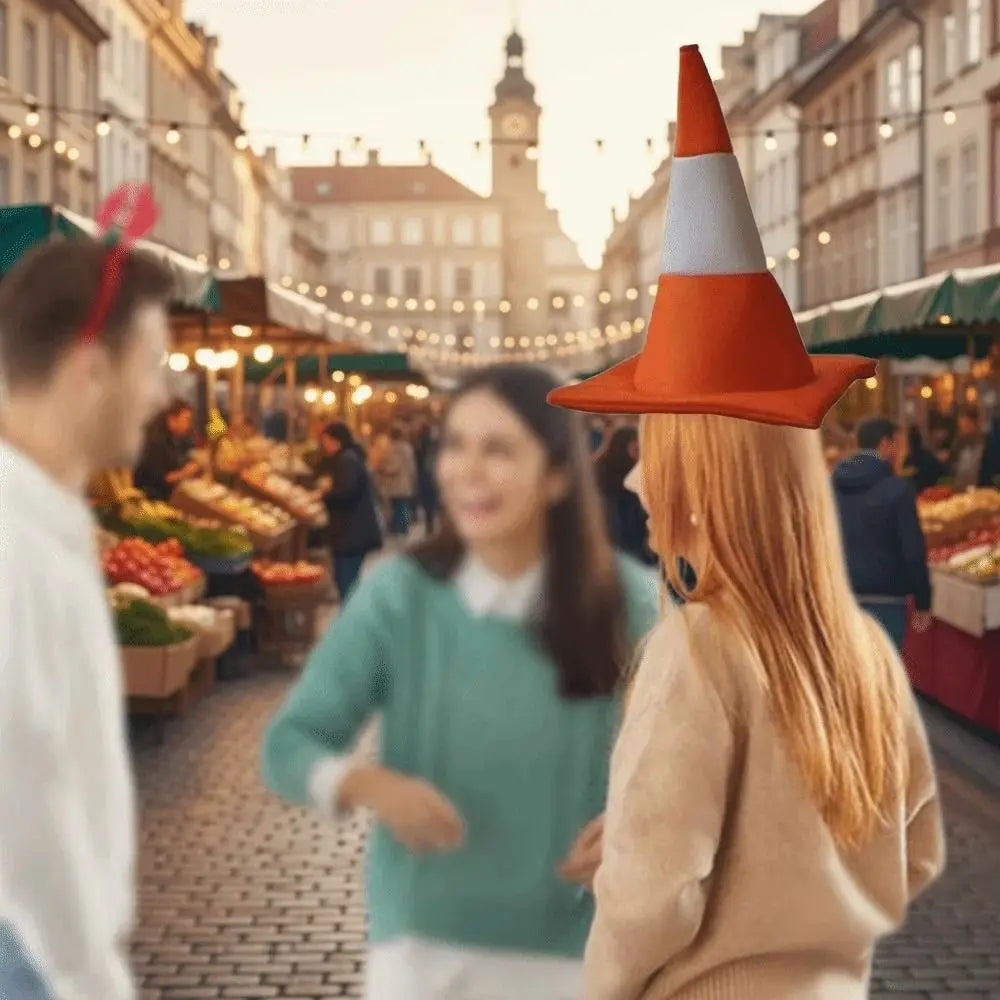 Foldable Traffic Cone Hat – Novelty Party & Halloween Costume Novelty Costume Hat Nixie