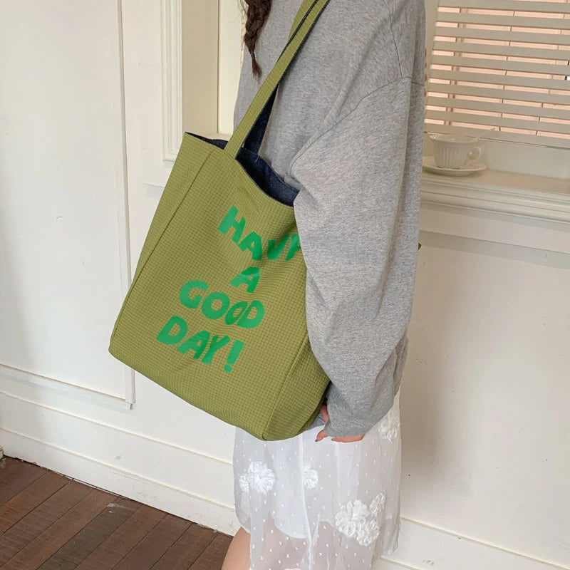 Women's Large Canvas Tote Shoulder Bag – Casual Commuter Canvas Tote Bag Nixie