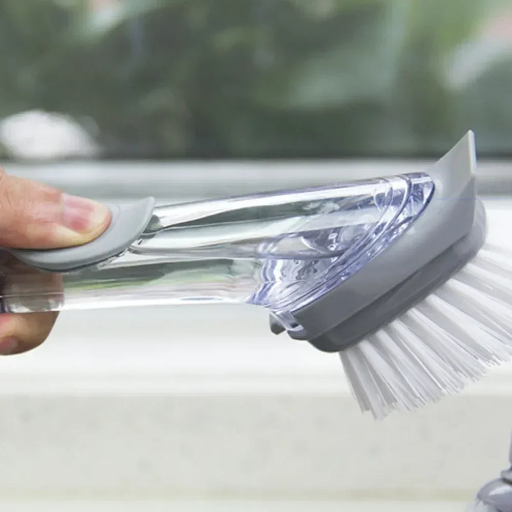Long Handle Dish Brush with Soap Dispenser & Sponge