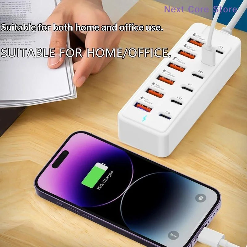 12-in-1 USB Charging Station – 6 USB-A & 6 USB-C Fast Charger USB Charging Station Nixie