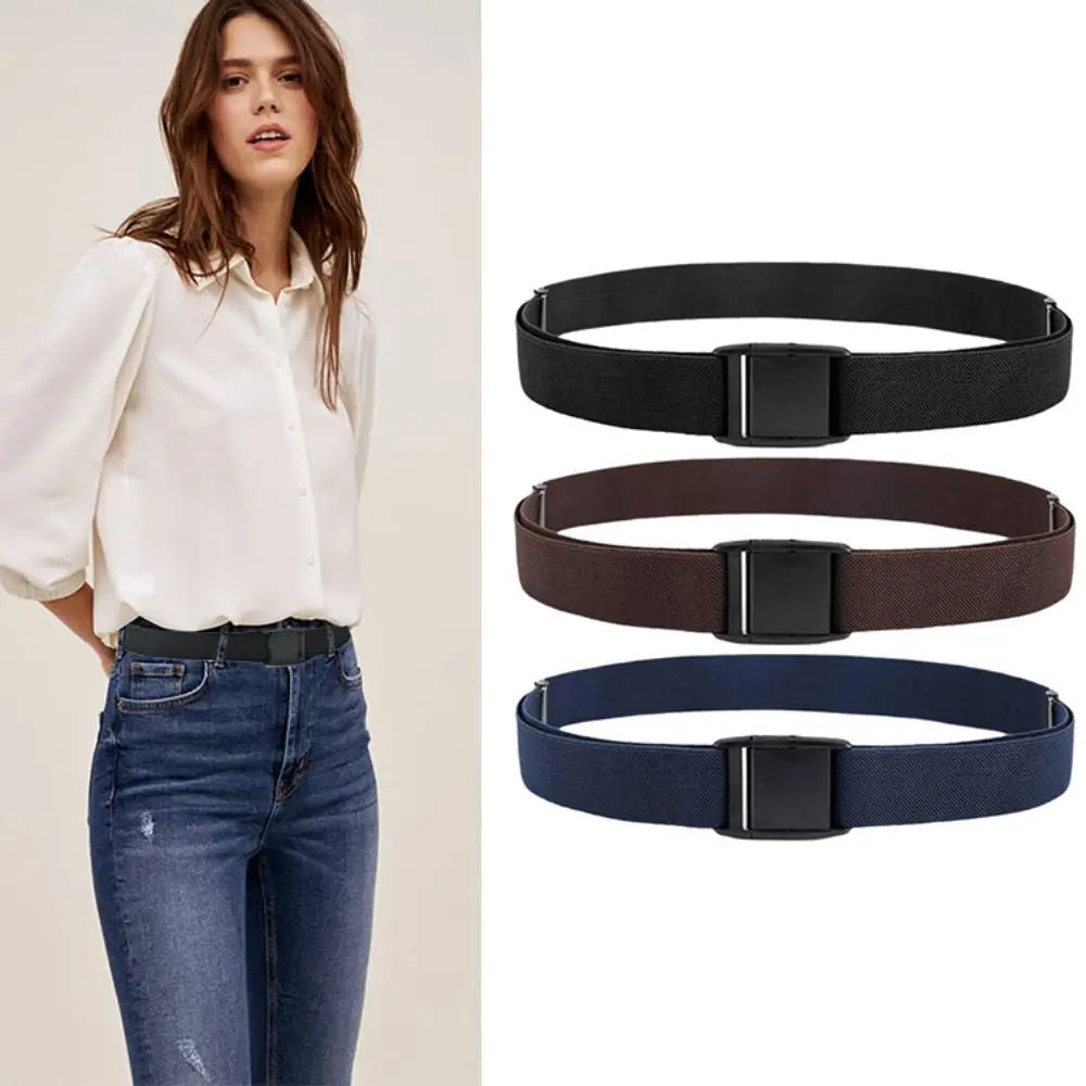 Women's Elastic Waistband Belt Flat Buckle – Adjustable Casual Women's Fashion Belt Nixie