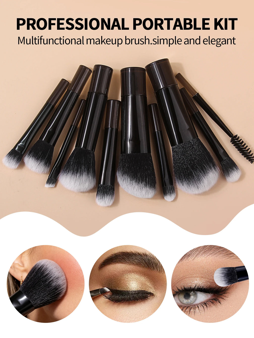 10-Piece Mini Makeup Brush Set with Travel Bag | Nixie Makeup Brush Set Nixie