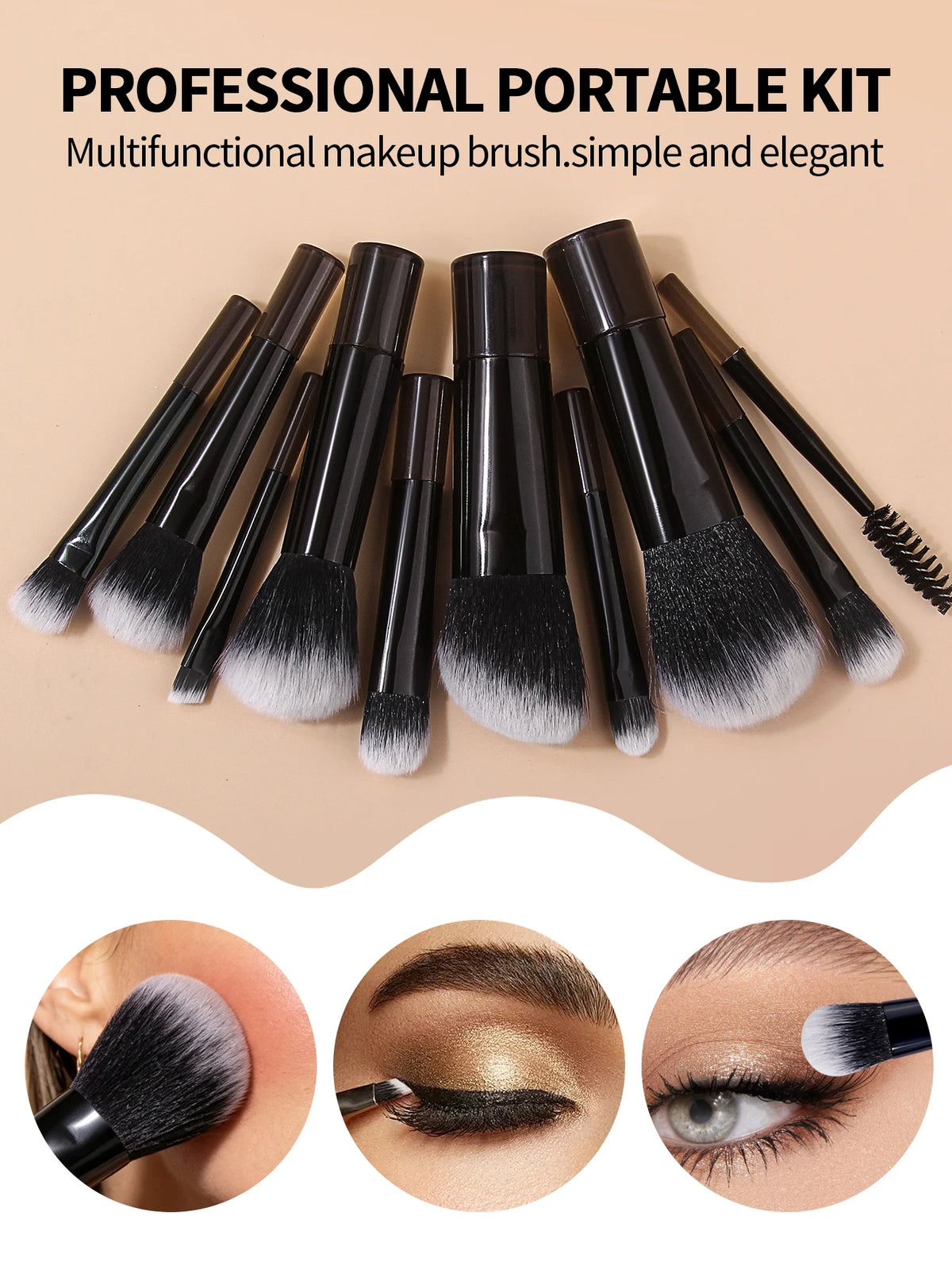 10-Piece Mini Makeup Brush Set with Travel Bag | Nixie Makeup Brush Set Nixie