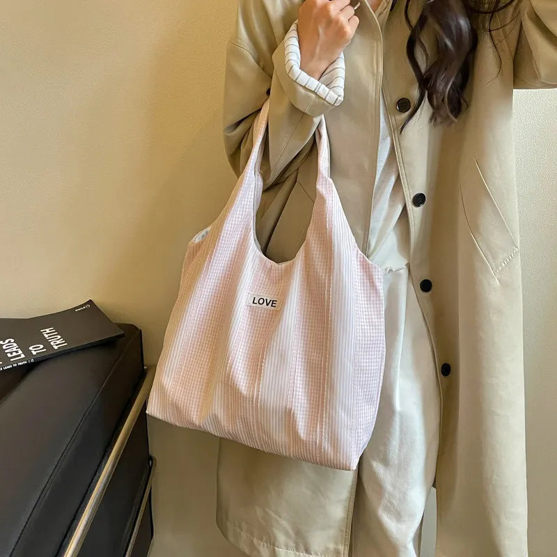 Korean-Style Canvas Tote Bag – Large Shoulder Bag for Women Canvas Shoulder Tote Nixie