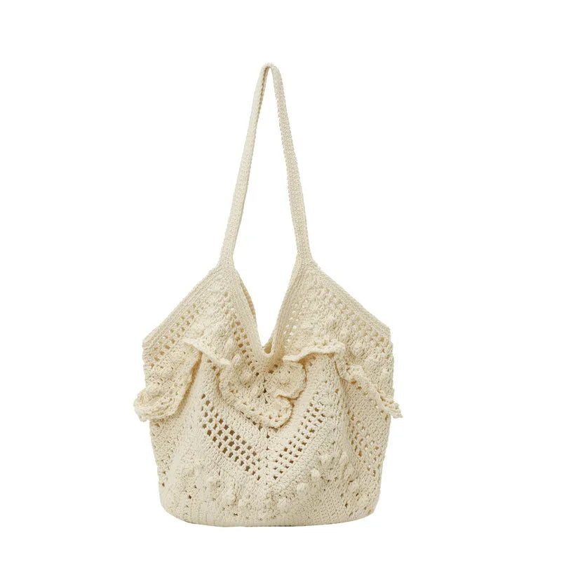 Handmade Woven Hollow Tote Bag | Women's Beach Shoulder Bag Woven Shoulder Tote Nixie