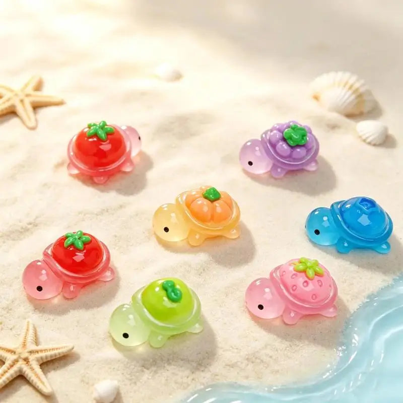 50Pcs Glow in Dark Cartoon Turtle Resin Figurines Mini Decor Resin Mini Figurines Nixie