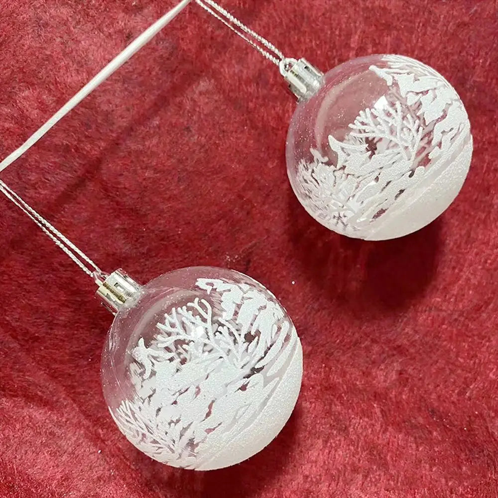 6pcs Clear Christmas Baubles 6cm Transparent Snow Ball Ornaments Christmas Ornaments Nixie